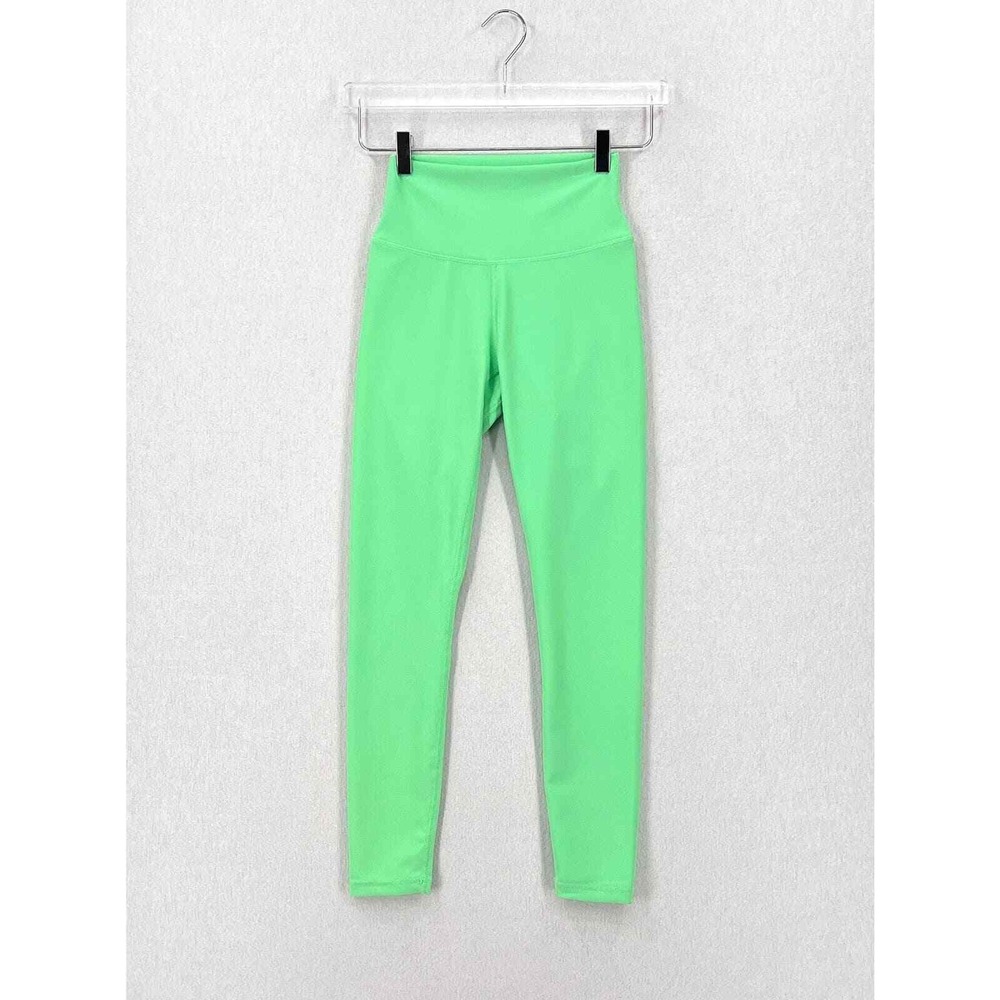 WILO Athletic Leggings Women Small Green Ankle Activewear Yoga Ribbed High Rise